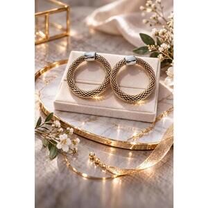 Vintage Avon Pinnacle mesh circle earrings / statement 1980/90s jewelry